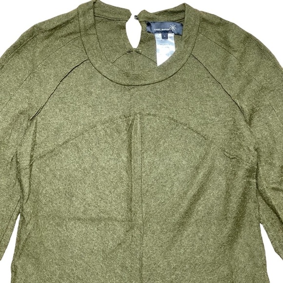Isabel Marant Sweater Small Puffed Sleeve Pullover Alpaca Wool Dark Green - Picture 2 of 13